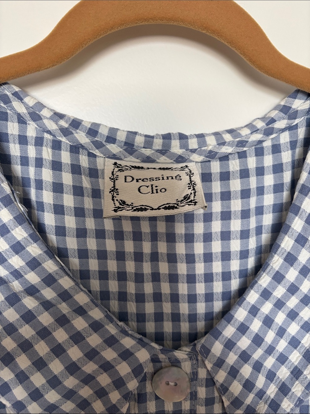 Vintage Dressing Clio Blue Gingham Midi Dress | Cottagecore Peter Pan Collar - Picture 3 of 5